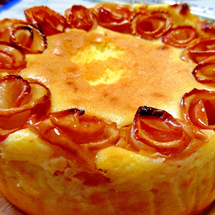 りんごの薔薇をのっけたチーズケーキ レシピ 作り方 By Miashimatora 楽天レシピ